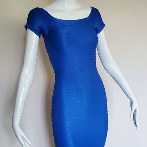 Bebe Blue Ribbed Bodycon dress